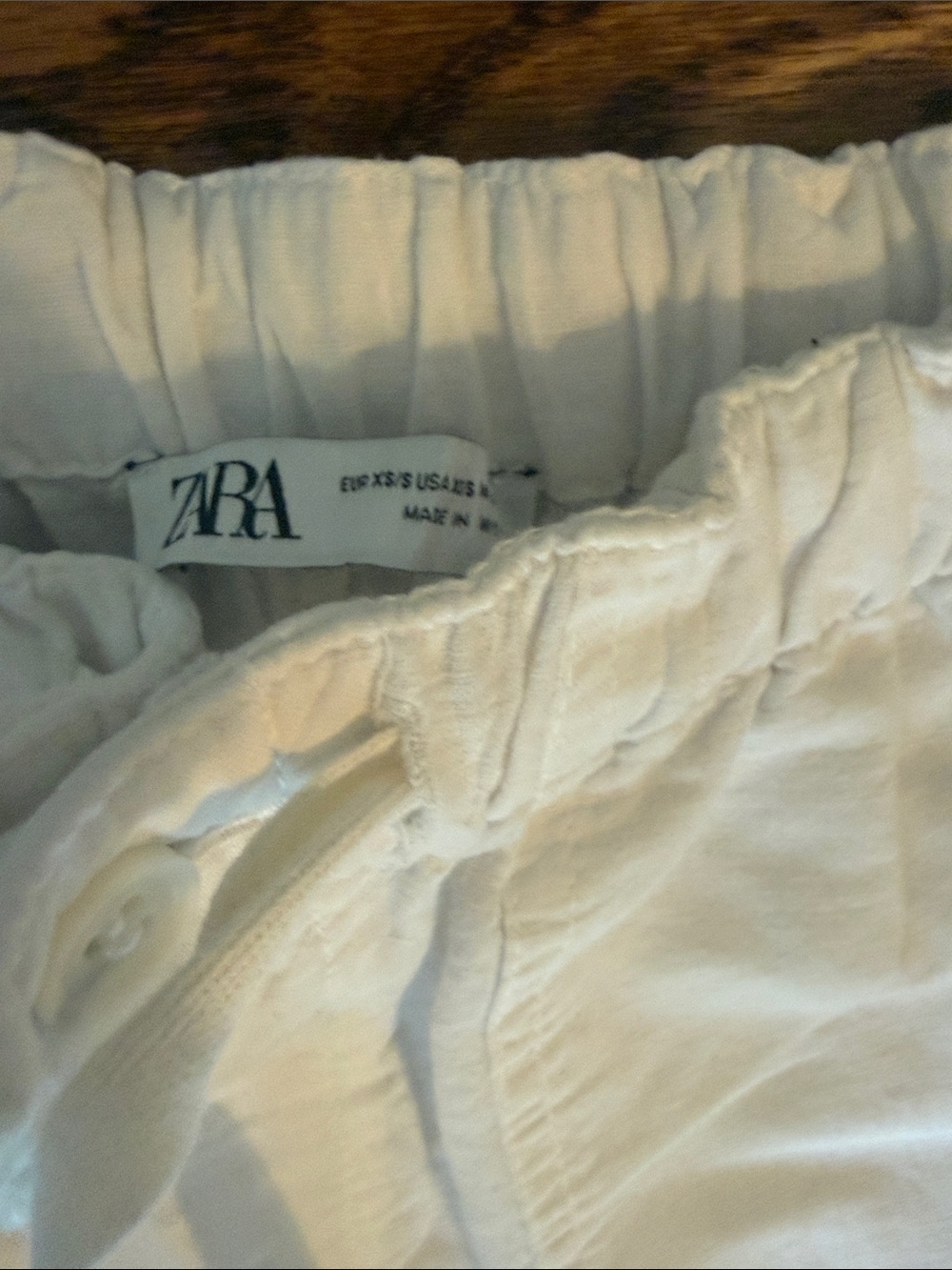 Zara White Drawstring Cargo-Style Joggers Linen and Cotton - Picture 2 of 12